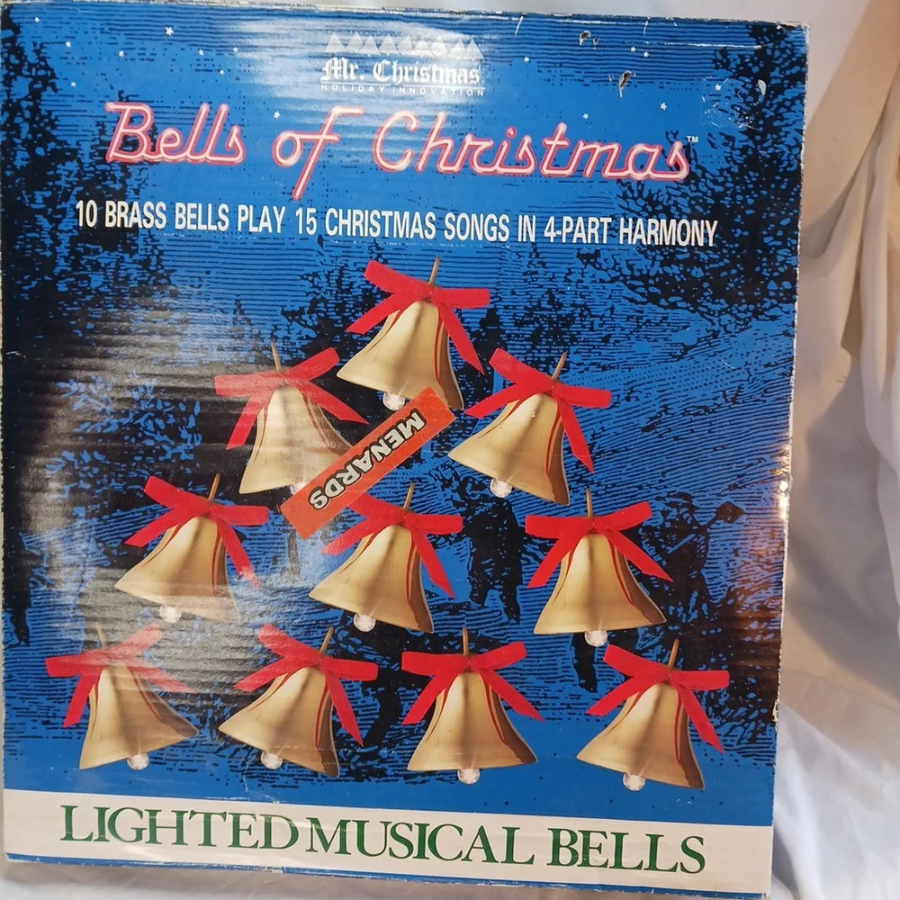 Vintage Mr Christmas Bells of Christmas Musical Lighted Brass